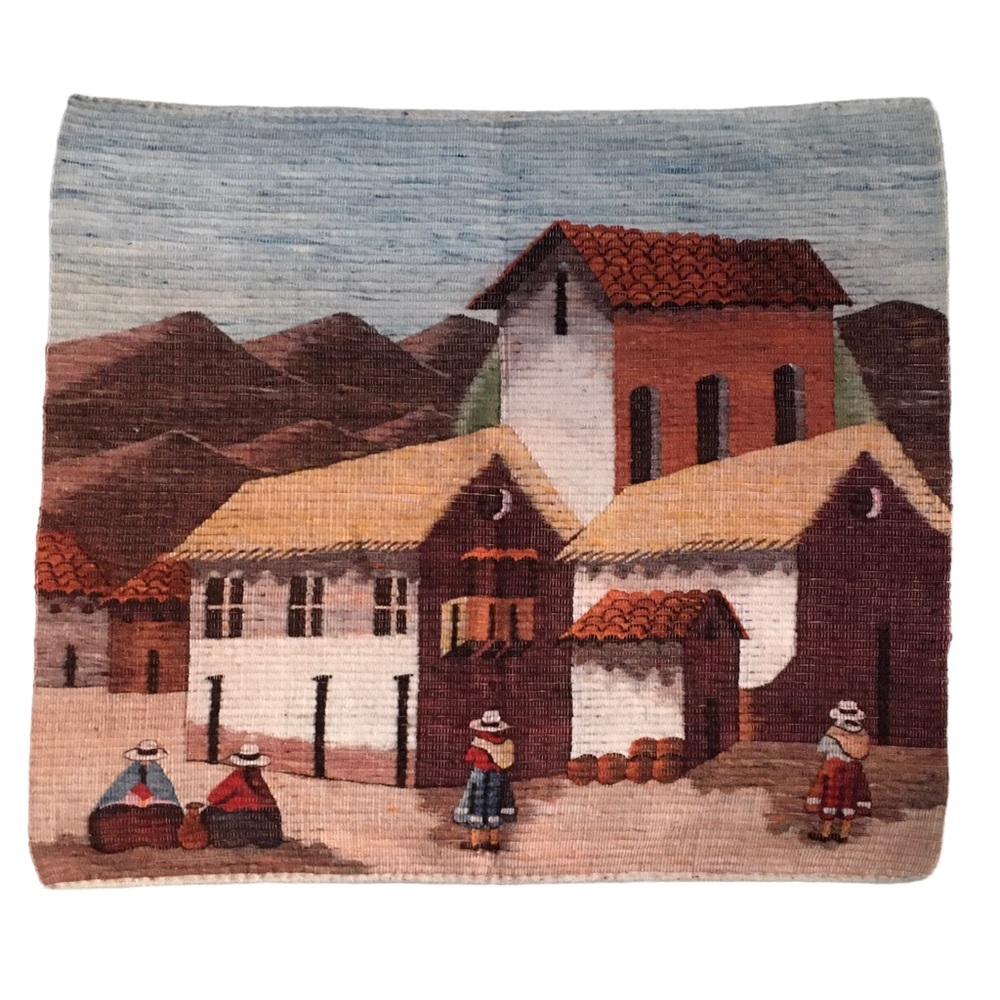 Vintage Peruvian Woven Wool Coil Tapestry | 37.5 w x 32.5 h - Picture 5 of 5